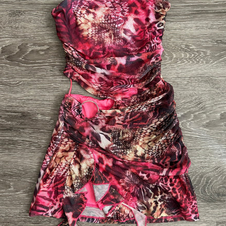 Cutout Ruffle Mini Dress