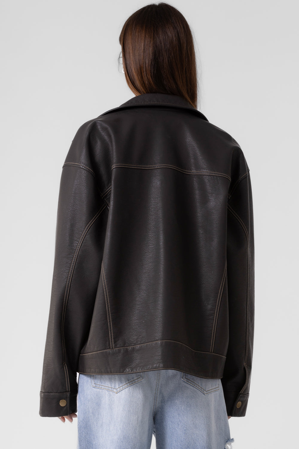 Faux Leather Barn Jacket