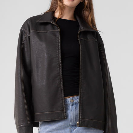 Faux Leather Barn Jacket