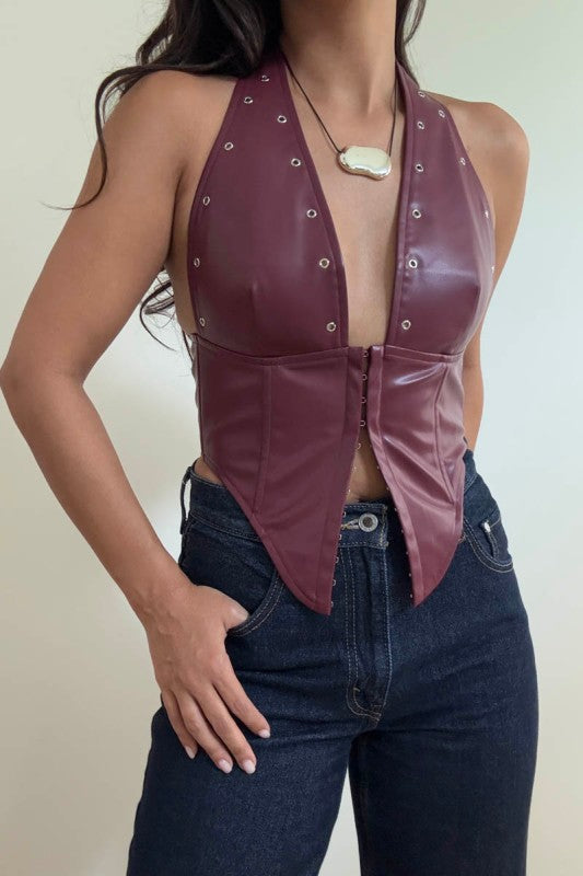 Faux Leather Corset Top