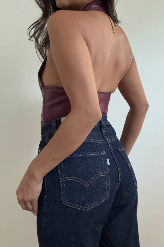 Faux Leather Corset Top