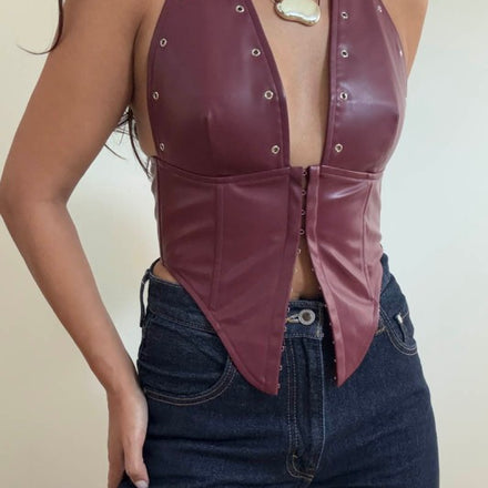 Faux Leather Corset Top