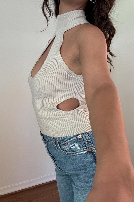 Keyhole Mock Neck Top