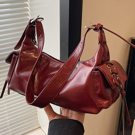 Retro Faux Leather Bagette Bag