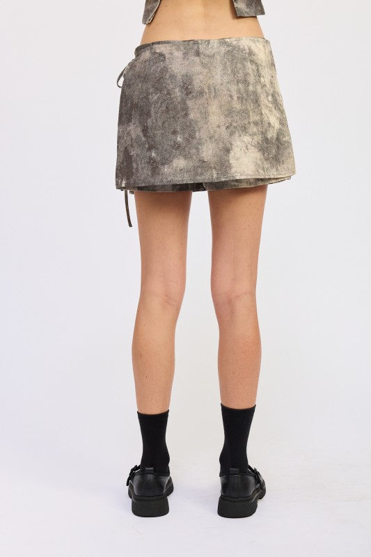 Low Waist Patch Pocket Wrap Skirt