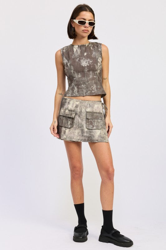 Denim Tank Top Open Back Tie