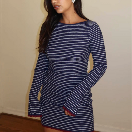 Knitted Long Sleeve Mini Dress